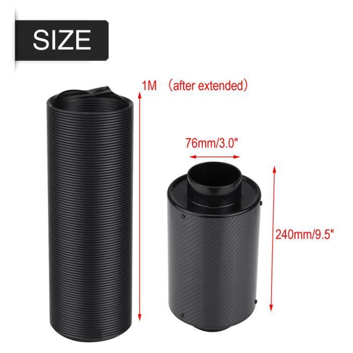 Kit D'admission D'air Froid, Titre Du Filtre, 76mm 3 'Boîte De Filtre Universelle à