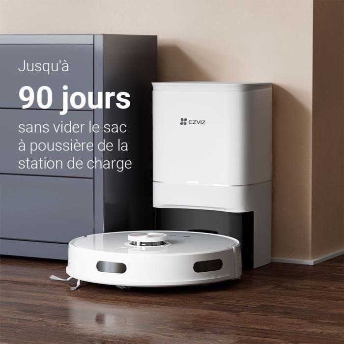 EZVIZ RC3 Plus Aspirateur Robot avec Station Vidange Automatique, Mince