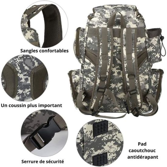 42L Sac à Dos De Pêche Avec 2 Barres, Sac De Pêche Multi