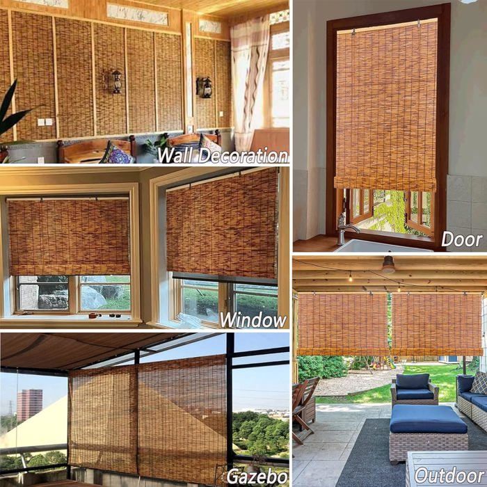Store En Bambou Naturel – Store Enroulable Sans Perçage Pour Fenêtre, Balcon, Terrasse – Personnalisable 40 à 180 Cm - 4