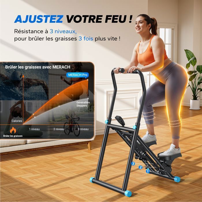 Stepper D'Escalier Avec Guidon - Monte-escalier Pour Maison, Capacité 150 Kg - Entraînement Fessiers
