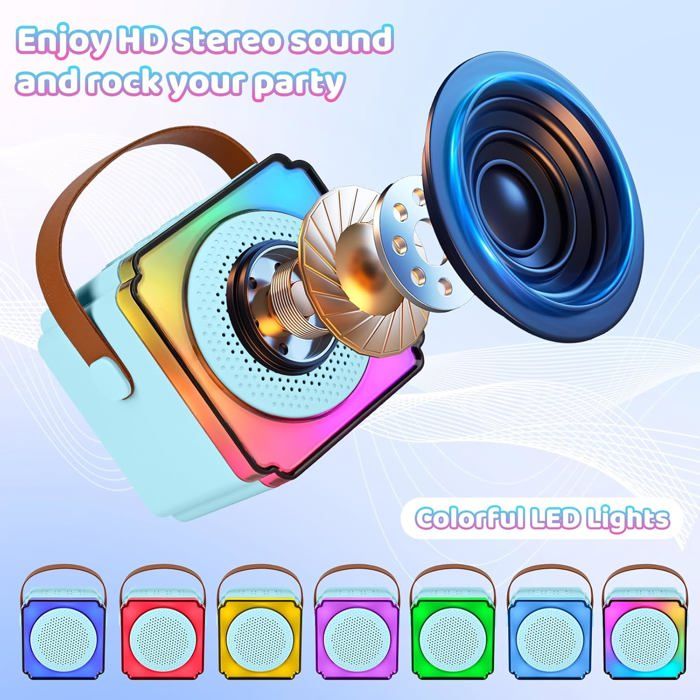 Kit Karaoké Enfant Avec 2 Micros Sans Fil Bluetooth – Enceinte Portable Pour Filles Et Garçons 3-12 Ans – Cadeau Anniversaire