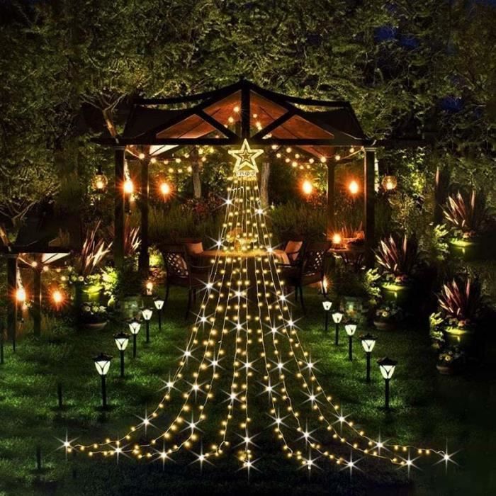 SALCAR Rideau lumineux étoile LED de 3 m, 222 LED avec 16 étoiles LED,  décoration de