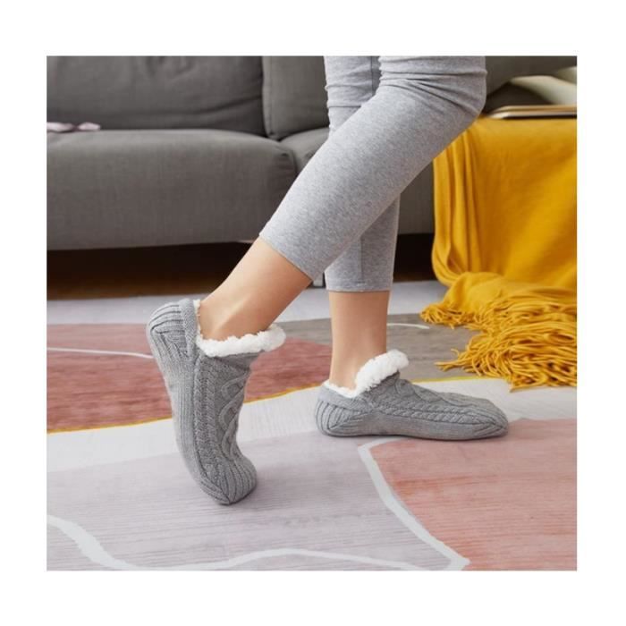 Chaussettes D'intérieur RenFo – Femme – Antidérapantes, Doublées Polaire – Hiver – Lot