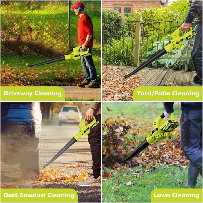 Souffleur Jardin 23000 Tr/min Souffleur-aspirateur De Feuilles Sans Fil 21V - 23000 Tr/min, 3.3 M³/min - 2 Batteries Et Chargeur Inclus - Fonction 2 En 1