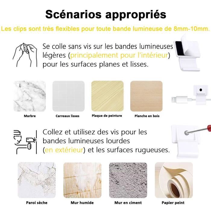 Lot De 40 Clips De Câble Auto-adhésifs Noirs – Clips De Fil