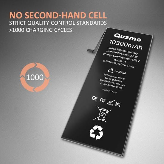 Batterie IPhone 11 Haute Capacité 10300mAh - Remplacement Avec Kit Outils - 9