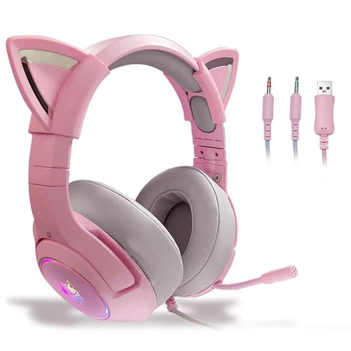 Boucles D'oreilles Chat Rose Et Blanc - Queue Amovible - Neuf Avec étiquettes