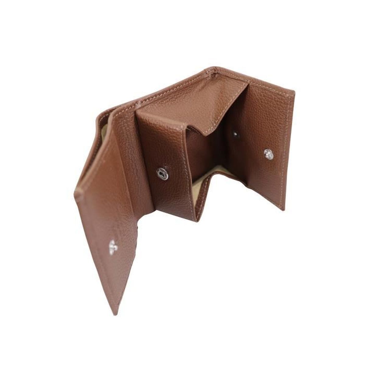 Porte-monnaie Compact En Cuir Grainé Katana - 11 Coloris Disponibles - Organisation Pratique Avec Zip Central