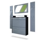 Vladon Ensemble de meubles d'entrée Malea en Noir mat - Gris haute brillance