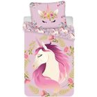 JERRY FABRICS Parure de lit Licorne Coton - Rose - Motif Licorne - 140 x 200 cm - Convient pour un lit une personne