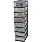 IRIS OHYAMA Tour de rangement 8 tiroirs - Noir et transparent - 56 L - 35,5 x 26 x 96 cm