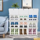 HOMNOBLE Armoire à Chaussures, Meuble à Chaussures Etagère Avec Portes Plastique, 5 niveaux-15 grilles meuble de rangement, 30 paires, blanc