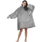 KALAVIKA Wearable Robe Couvertures Polaire en Peluche à Manches Hiver Huggle Hoodie Plaid Chaud Grande Sweat à Capuche Robe de Chambre Gris