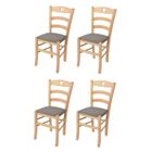 T M C S Tommychairs - Set 4 Chaises cuisine CUORE, structure en bois de hêtre peindré naturel, assise en tissu en couleur chevreuil