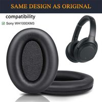 Coussinets d'oreille Remplacement pour Sony WH-1000XM3 (WH1000XM3) Casque, Couverts en Cuir Protéine,Noir