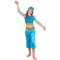 Déguisement Danseuse Orientale Jasmine Fille - Disney Aladdin - Bleu et Or - Tailles S/M/L