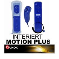 QUMOX Manette Motion Plus Wii + Nunshuck +Housse bleu foncé  - Manettes compatible de marque QUMOX