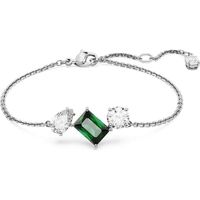 Swarovski Bracelet Mesmera,coupe mixte,vert,plaqué rhodium,M,cristaux,plaqué or,aimant,zircone