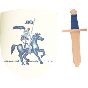BÂTON - ÉPÉE - BAGUETTE Set Albert - Bouclier et épée bleu en bois - Jouet