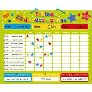 Système Récompense éducatif Qivine - Tableau Récompense Enfants Magnétique - Avec Autocollants étoiles Système Récompense Familial Système Récompense éducatif Qivine - Tableau Récompense Enfants Magnétique - Avec Autocollants étoiles Système Récompense Familial