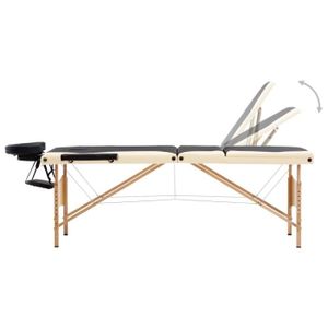 TABLE DE MASSAGE - TABLE DE SOIN Akozon Table de massage pliable 3 zones Bois Noir et beige - 7891450504131