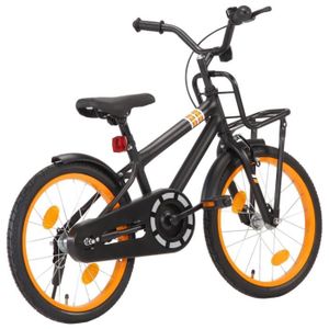 VÉLO PLIANT LeDivil- Vélo d'enfant avec porte-bagages avant 18 pouces Noir et orange