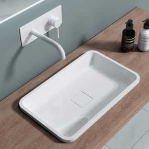 LAVABO - VASQUE Sogood Vasque à encastrer lavabo blanc 53cm Colossum104 53x33x10,5cm lave mains rectangulaire avec cache bonde