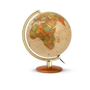 GLOBE TERRESTRE Globe terrestre lumineux 30 cm 'Premium' Antique - WONDAY - FOP551163 - Pied bois et méridien métal