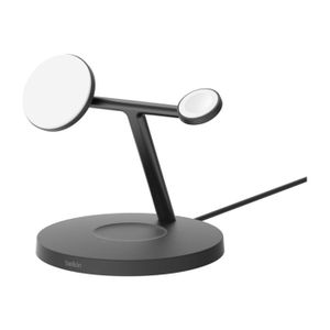Belkin BoostCharge Socle de recharge MagSafe (chargeur pliable, 15 W, pour appareils Qi2 et tous modèles de l'iPhone 15, 14, 13, chargeur compatible Standy, adaptateur secteur inclus, noir