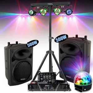 Electronic-star Pack sono DJ-20.1 Set disco complet : ampli USB MP3 SD +  2 enceintes PA 3 voies + table de mixage DJ. 2000w max. - Cdiscount TV Son  Photo