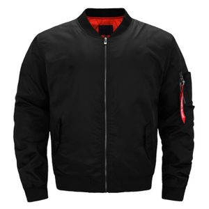 BLOUSON Blouson Homme,Grande Taille Blousons De Moto Homme Printemps Automne Avec ZippéE,Bombers Homme Americaine-Noir