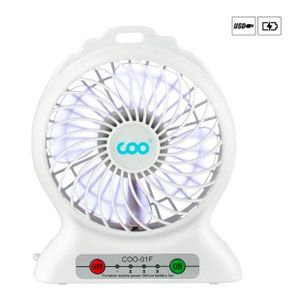 Mini Ventilateur de Table USB Ventilateur de Poche avec Batterie et LED Light 3 Vitesses Fan Multifonction Poche Compatible pour Ordinateur Portable Voyage Office Maison White