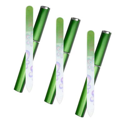 Lime En Verre Colorée Pour Ongles - 140x12x3mm - Couleur Jaune Ou Verte - Neuf