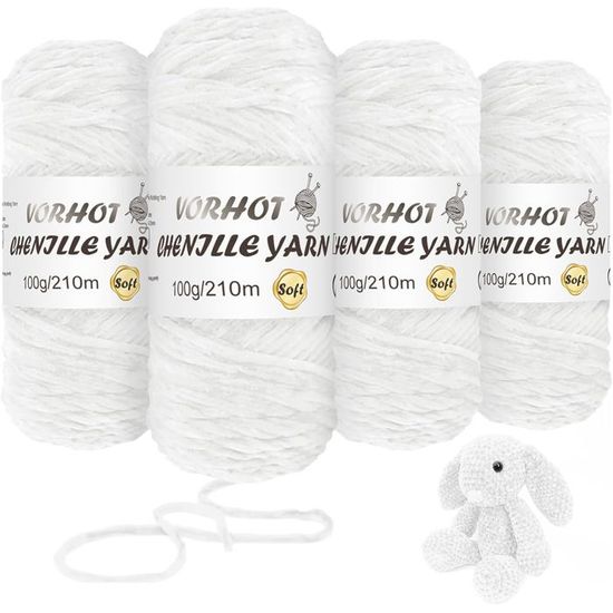 Aeelike Laine chenille pour bébé - 200 g - Pour tricot - Douce et épaisse - Velvet - Laine chenille moelleuse - Pour crochet, bonnets, écharpes, couvertures, bleu ciel