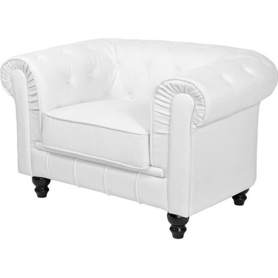 FAUTEUIL CHESTERFIELD BLANC PU