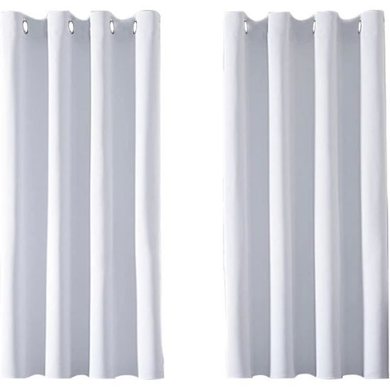 Lot De 2 Rideaux Occultants Thermiques 140x240 Cm - Gris - Polyester - Isolation Chaleur & Froid
