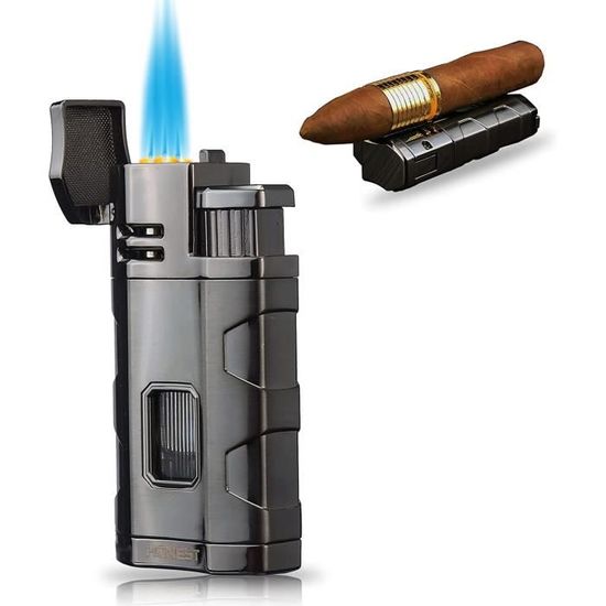 Jopoo Briquet Tempête, Gaz Rechargeable Double Jet Flamme Réglable et
