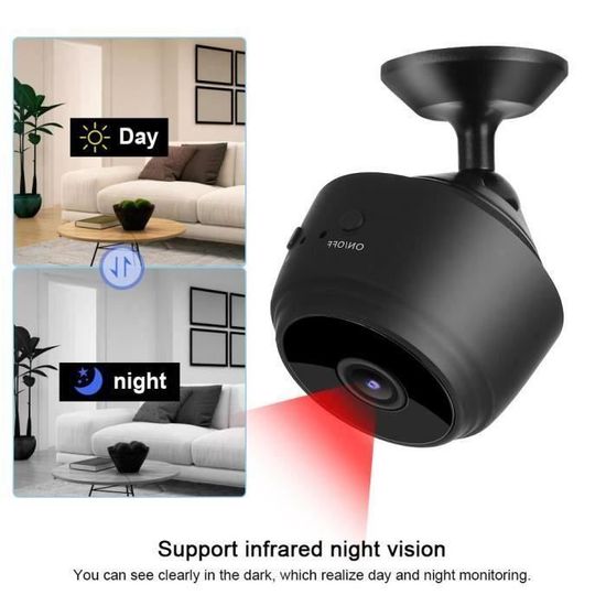 Caméra de surveillance WiFi HD 1080 avec vision nocturne grand angle 150 degrés - rac-YIG