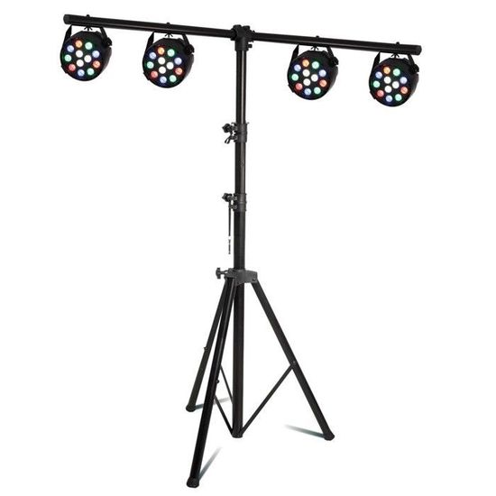 Party Light & Sound Pack Portique DJ Avec 4 Effets Derby LED RGBWA-UV - Idéal Soirées, Mariages & Clubs