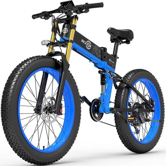 Bezior Electric Bike X PLUS 48V 17.5 Mountain Bike Vélo électrique pliable pour adultes 26" Fat Electric Bike, Shimano 9-Speed