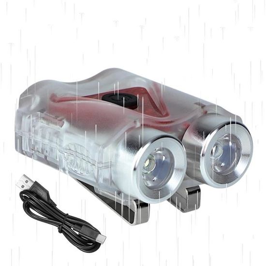 ATNKE Remplacement 4 LED Bonnet Lampe Frontale,USB Rechargeable Chapeau de Course Ultra Lumineux Étanche Lampe Lumière D'alarme Clignotante Rouge et Bleue/White Light