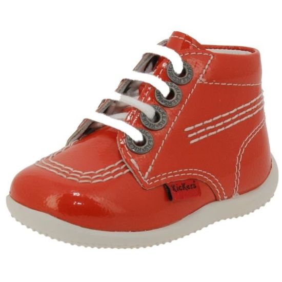 Bottines b b fille Kickers Billista en cuir verni orange Orange