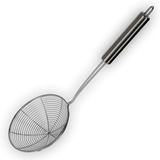 Écumoire De Cuisine En Acier Inoxydable - Cuillère à Fentes Passoire Araignée - Pour Pâtes, Friture, Bouillon - Poignée Creuse Anti-Chaleur - Lavable Au Lave-Vaisselle