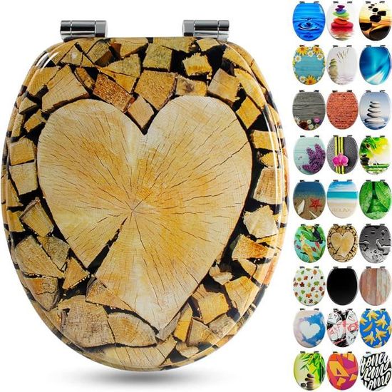 Sanfino® Abattant WC Bois Avec Frein De Chute – Motif Skull, Super Design Pour Une Salle De Bains Qui Déchire