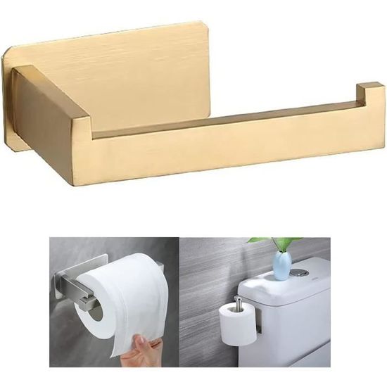 Porte papier toilette sans perçage avec 2 étagères, porte papier toilette  inox 30 cm