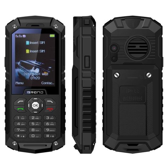 Téléphone Incassable YONIS - Double SIM - Antichoc - 2.4' - IP68 - Noir + SD 8Go