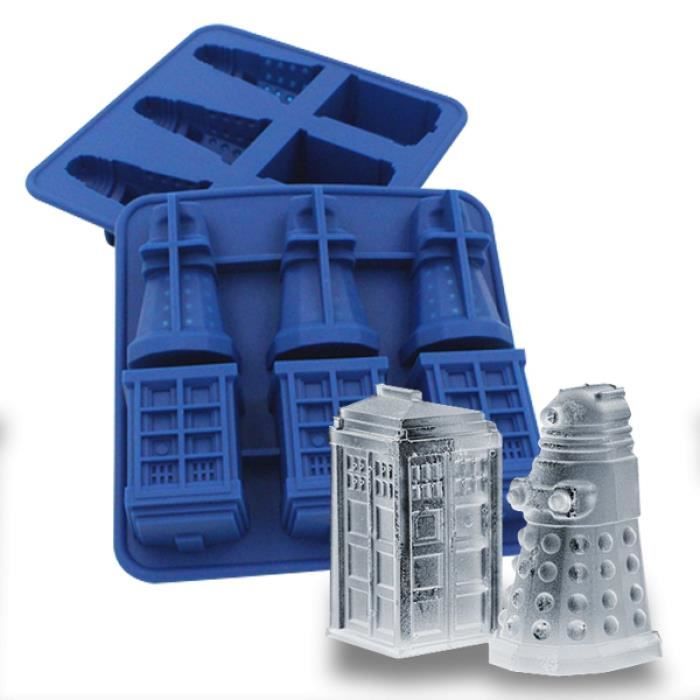 Bac à glaçons Tardis et Dalek Dr Who moule à chocolat * Matière : silicone * Dimensions : 15 x 14 x 3,5 cm * Dimensions approxima...