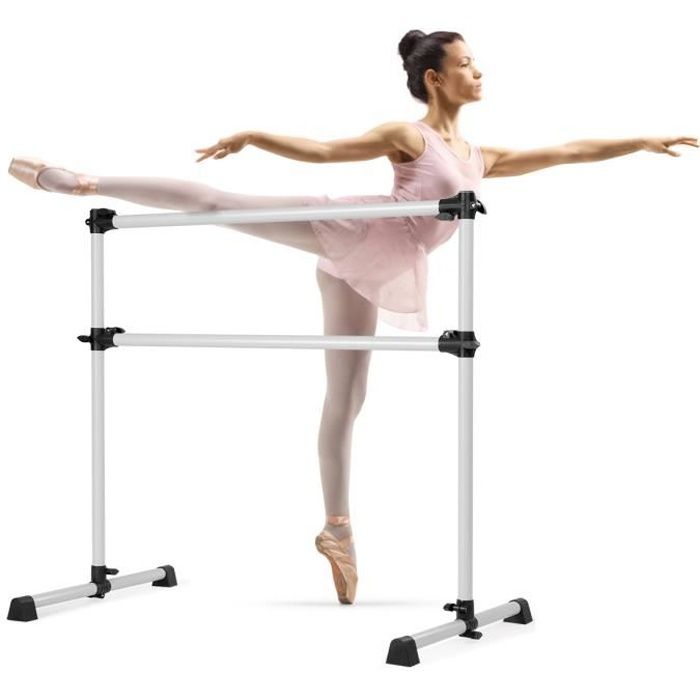 DREAMADE Double Barre de Dance Classique Mobile avec Barre Réglable en Hauteur, Barre de Dance avec Charge Max 50KG, pour Gymnase
