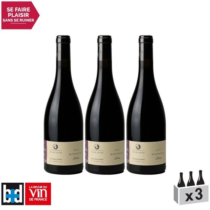 Vin de Savoie Mondeuse Elisa Rouge 2017 - Domaine Jean-François Quénard - Vin AOC Rouge de Savoie - Bugey - Lot de 3x75cl - 18-20